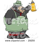 Vector of Big Oktoberfest Bear in Green, Holding up a Beer Stein by Djart