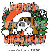 Vector of Big St Bernard on a Merry Christmas Sign by Andy Nortnik