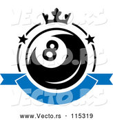 Vector of Billiards Eight Ball with a Crown and Banner by Vector Tradition SM