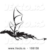 Vector of Black and White Dragon Tattoo Design by Dero