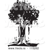 Vector of Black and White Dryad Tree Spirit by Xunantunich