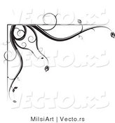 Vector of Black and White Floral Corner Border Design Element Version 1 by MilsiArt