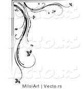 Vector of Black and White Floral Corner Border Design Element Version 3 by MilsiArt