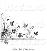 Vector of Black and White Floral Corner Border Design Element Version 4 by MilsiArt