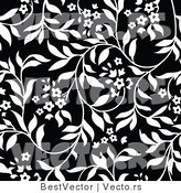 Vector of Black and White Floral Vines Background Pattern Version 8 by BestVector