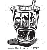 Vector of Black and White Retro Ice Cold Glass with a Straw and Ice by Andy Nortnik