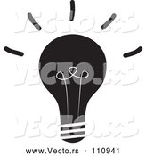 Vector of Black and White Shining Light Bulb by ColorMagic