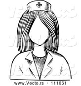 Vector of Black and White Sketched Faceless Female Nurse by Vector Tradition SM