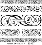 Vector of Black and White Swirl Borders and Rules by BestVector