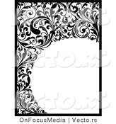 Vector of Black and White Vines and Scrolls Border Around Circle Blank Copyspace Design by OnFocusMedia