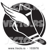 Vector of Black and White Winged Track and Field Shoe over a Circle by Johnny Sajem