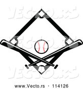 Vector of Black Baseball Diamond with a Ball and Crossed Bats by Vector Tradition SM