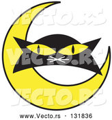 Vector of Black Cat's Face with a Yellow Crescent Moon by Andy Nortnik