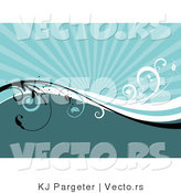 Vector of Black, Green and White Vines Waving over Divided Background with Sun Rays by KJ Pargeter