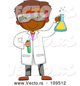 Vector of Black Male Scientist Holding a Flask and Test Tube by