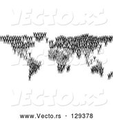 Vector of Black Silhouetted People Crowding Together and Forming the Global Continents by AtStockIllustration
