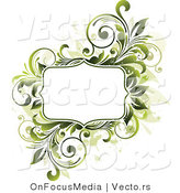 Vector of Blank Copyspace Bordered by Green Vines and Beige Splatters by OnFocusMedia