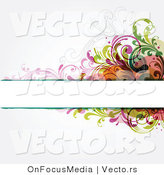 Vector of Blank Copyspace Box Borderd by Colorful Vines and Scrolls over off White Background Design by OnFocusMedia