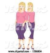 Vector of Blond Lady Shown Before and After Weightloss by BNP Design Studio