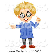 Vector of Blond White Man or Boy Scientist Holding up a Finger and Pointing by