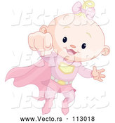 Vector of Blond White Super Hero Baby Girl Flying by Pushkin