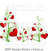 Vector of Blooming Red Love Heart Vines Background Border Design by BNP Design Studio