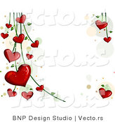 Vector of Blooming Red Love Hearts on Vines - Background Design by BNP Design Studio