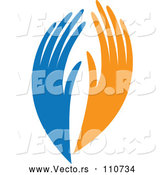 Vector of Blue and Orange Human Hands by ColorMagic