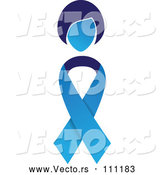 Vector of Blue Colon Cancer Awareness Ribbon with a Lady's Head by ColorMagic