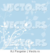 Vector of Blue Floral Vines Background Design with White Branches by KJ Pargeter