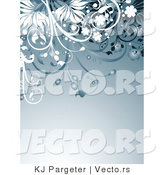 Vector of Blue Floral Vines Invitation Background Border by KJ Pargeter