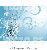 Vector of Blue Floral Vines Invitation Background by KJ Pargeter