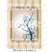 Vector of Blue Floral Vines over a Striped Background Design by MilsiArt