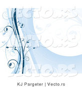 Vector of Blue Floral Vines Stationary Background by KJ Pargeter