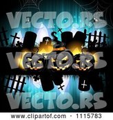 Vector of Blue Halloween Background with Tombstones and Black Jackolanterns 2 by Merlinul