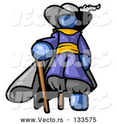 Vector of Blue Male Pirate with a Cane and a Peg Leg by Leo Blanchette