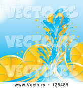 Vector of Blue Water Splashing Against Orange Slices by MilsiArt