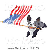 Vector of Boston Terrier or French Bulldog Running with an American Flag by Pushkin