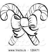 Vector of Bow Tying Together Two Christmas Candy Canes by Andy Nortnik