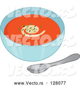 Vector of Bowl of Tomato Soup with Seasoning Garnish by Rosie Piter