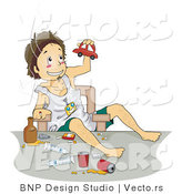 Vector of Boy Doing Drugs and Playing with Toy Car by BNP Design Studio