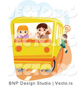 Vector of Boy Getting on School Bus by BNP Design Studio