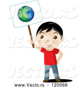 Vector of Boy Holding Ecology Planet Earth Sign by Rosie Piter
