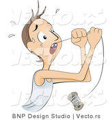 Vector of Boy Pulling Loose Tooth out with a String by BNP Design Studio