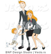 Vector of Boy Running Mom and Dad After Work by BNP Design Studio