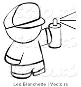 Vector of Boy Spray Painting - Coloring Page Outlined Art by Leo Blanchette