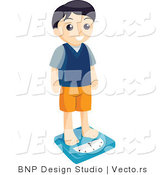 Vector of Boy Weighing Himself on a Scale by BNP Design Studio