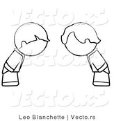 Vector of Boys Bowing - Coloring Page Outlined Art by Leo Blanchette