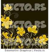 Vector of Bright Yellow Flowers over Dark Background by Vector Tradition SM
