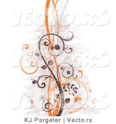 Vector of Brown and Orange Curly Vines Background by KJ Pargeter